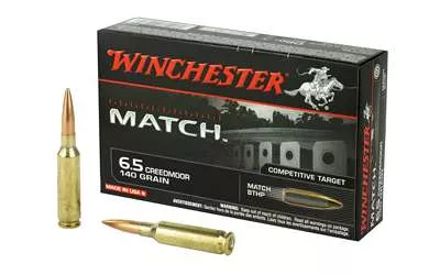 Winchester Ammunition, Match Ammunition, 6.5 Creedmoor, 140 Grain, Boat Tail Hollow Point, 20 Round Box