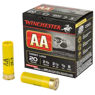 Winchester Ammunition Winchester Ammunition AA Target 20 Gauge Shotshells - 2.75 inch, 8 Shot, 0.875 oz, 25 Rounds per Box
