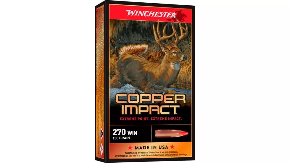 Winchester Deer Season XP Copper Impact .270 130 Grain Copper Extreme Point Centerfire Rifle Ammunition X270CLF Rifle Ammo – 20 Rounds – X270CLF