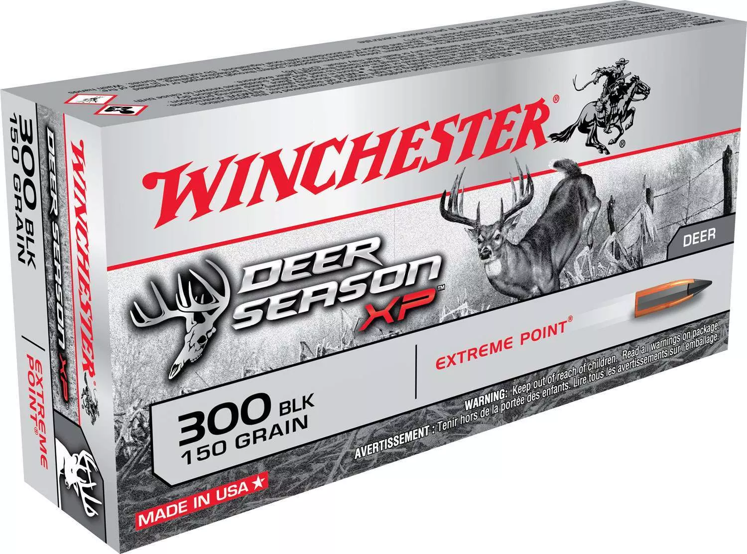 WINCHESTER DEER SEASON XP RIFLE AMMO 300 BLACKOUT 150GR EXTREME POINT POLY TIP 20 ROUND BOX
