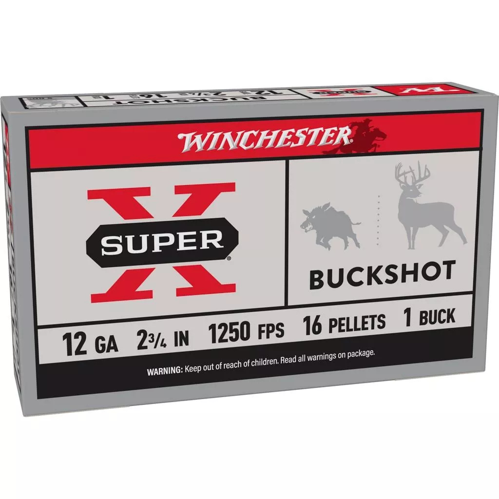 Winchester Super-X Buckshot Shotshells 12 ga 2-3/4″ 1350 fps #1B 5/ct