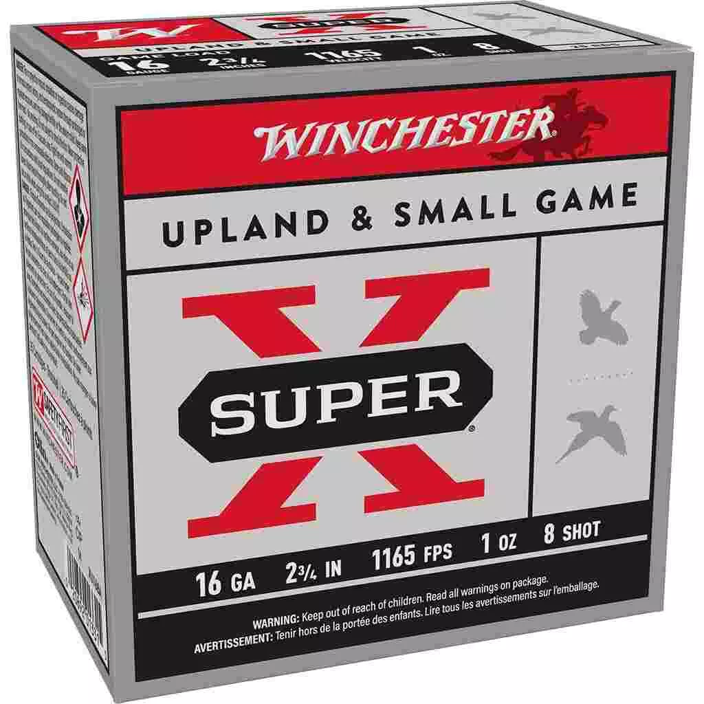 Winchester Super-X Game Shotshells 16 ga 2-3/4″ 1 oz 1165 fps #8 25/ct