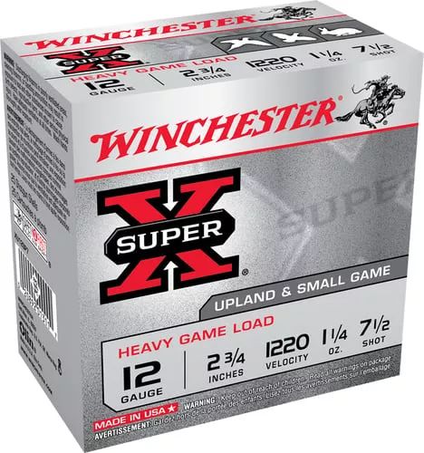 Winchester Super-X Heavy Game Shotshells 12 ga 2-3/4″ 1-1/4 oz 1220 fps #7.5 25/ct
