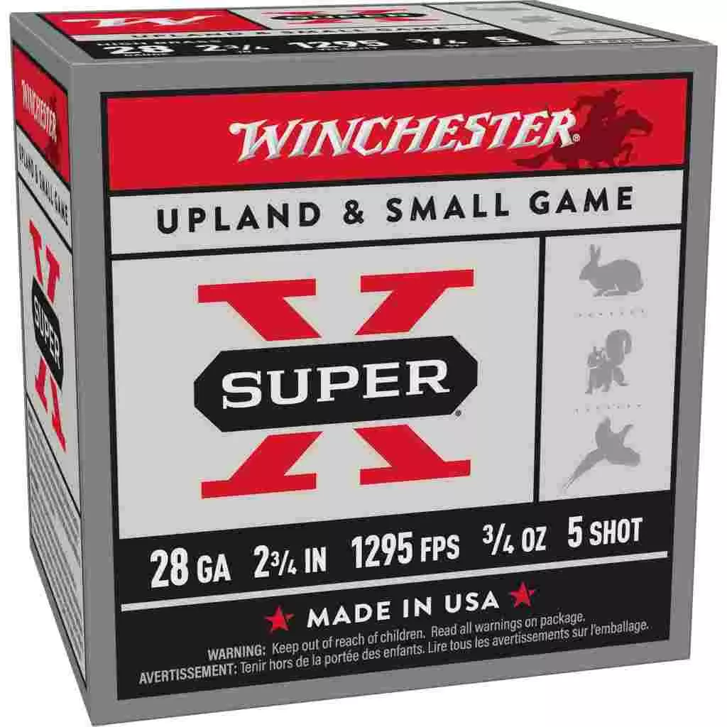 Winchester Super-X High Brass Game Shotshells 28 ga 2-3/4″ 3/4oz 1295 fps #5 25/ct