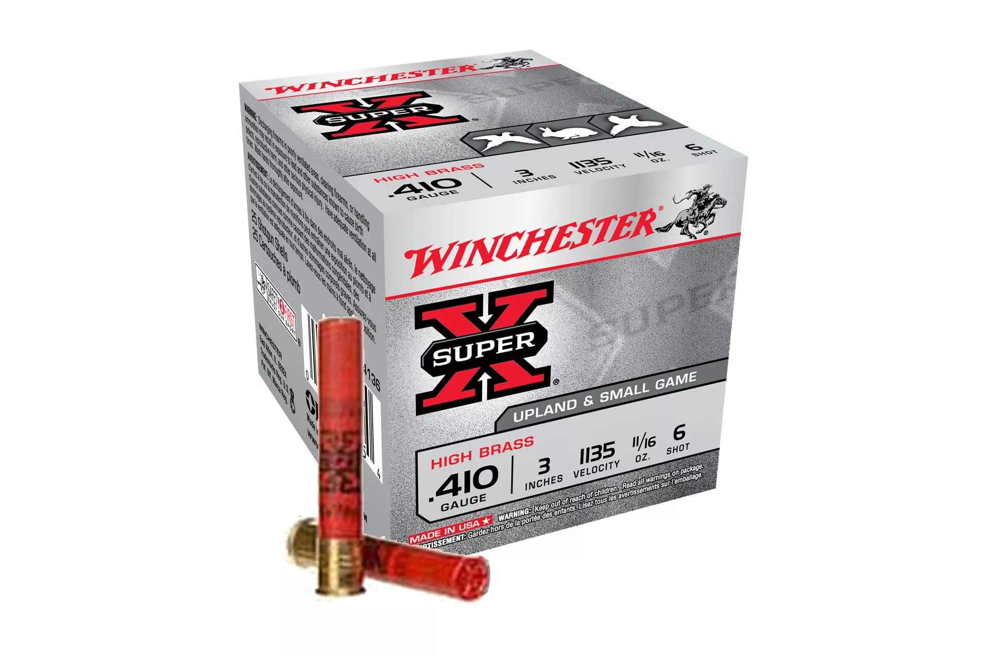 Winchester X4136 Super-X High Brass 410 Gauge 3″ 11/16 oz #6 Ammo Shotgun Ammo – 25 Rounds – X4136