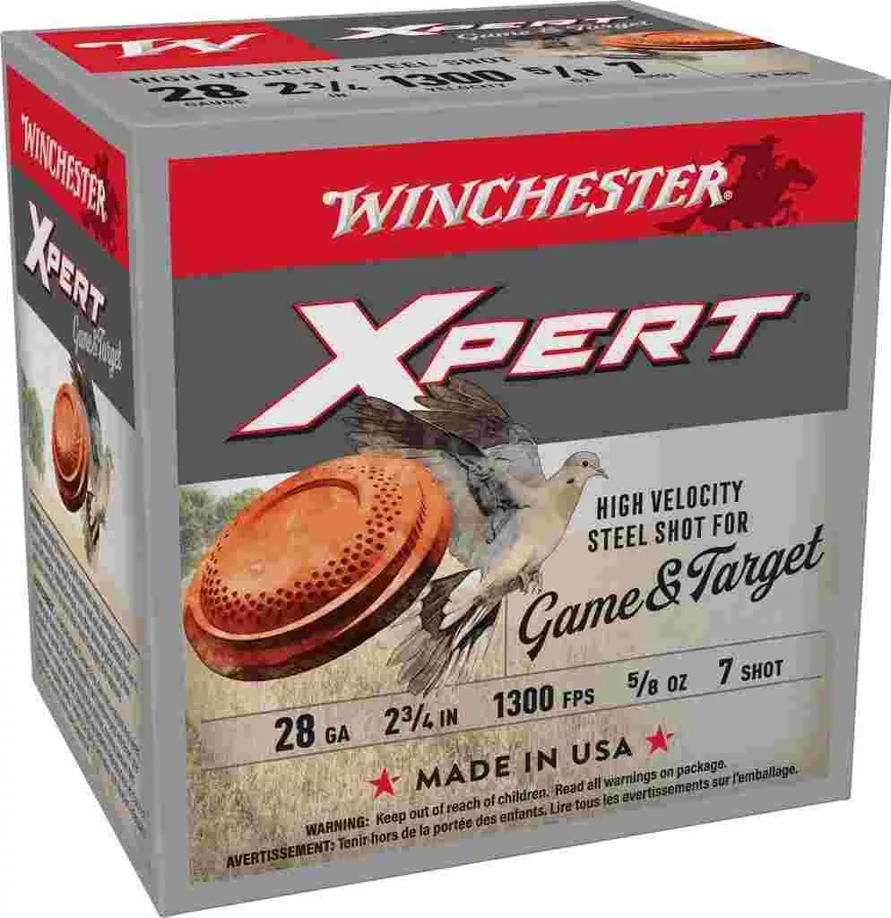 Winchester Xpert Steel Shotshells 28 ga 2-3/4″ 5/8 oz 1300 fps #7 25/ct