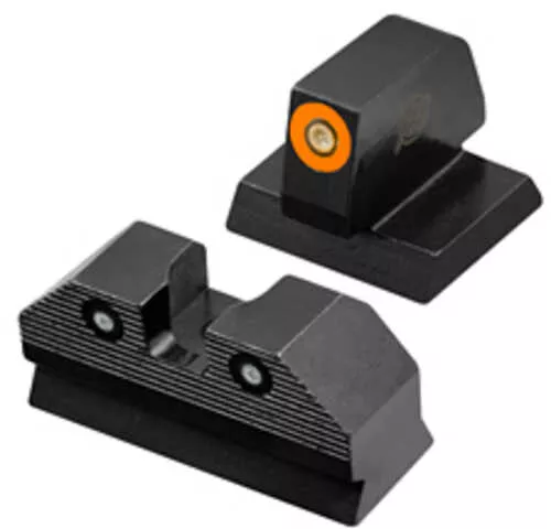 XS Sights R3D, 2.0, Tritium Night Sight, For Desert Eagle (.44 Mag/.50AE), Standard Height, Orange Front Outline, Green Tritium Front/Rear MR-R201S-6N