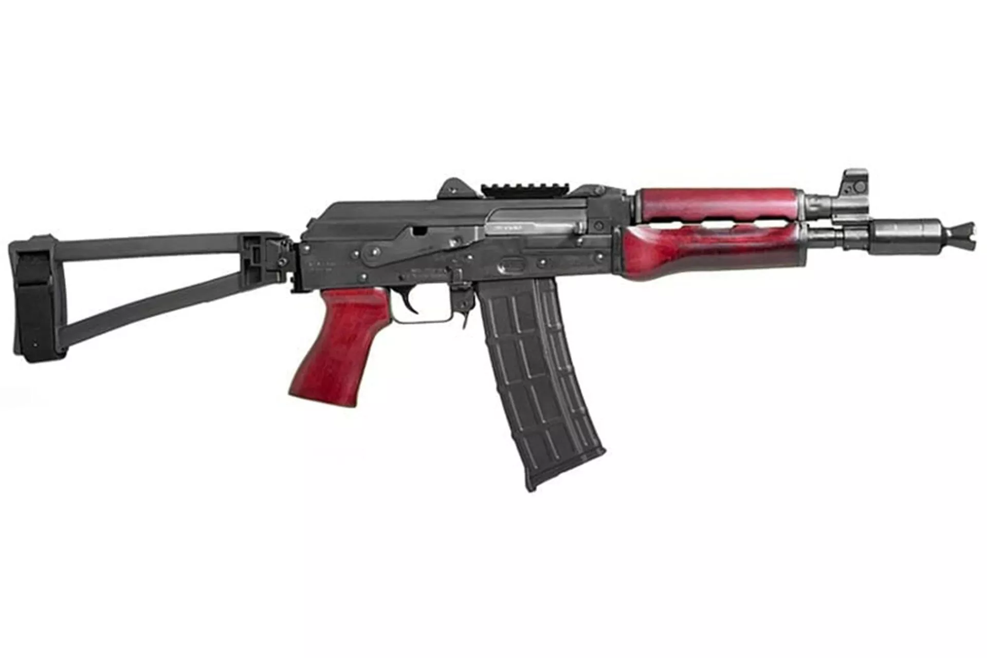 Zastava Zpap85 Pistol 10″ 5.56X45 30rd Semi Auto With Booster Serbian Red Handguards/Pistol Grip Optics Rail And Sb Tactical TF1913 Brace – ZP85556TBSR